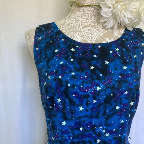 Bea & Dot by ModCloth // Blue Starry night vintage inspire sheath dress sz M dr1 - Picture 2 of 8